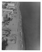 Aerial view of oceanfront hotels looking north. The Fontainbleau's Spite Wall in the back