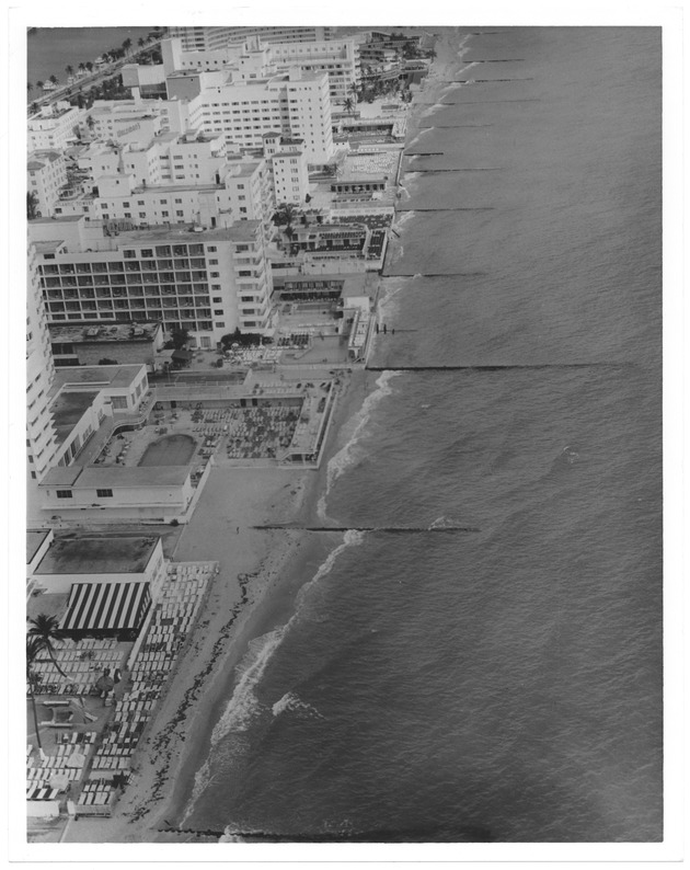 Aerial view of North Beach oceanfront hotels and buildings looking north - Recto