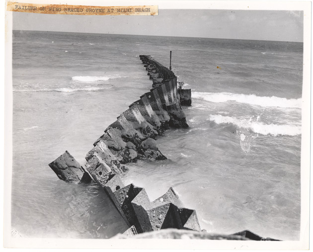 Failure of wing braced groyne at Miami Beach - Recto