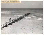 Black and white photograph of a wooden bulkhead failure at Palm Beach.