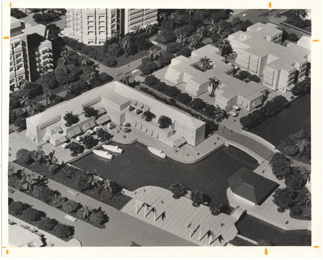 Construction scale model of buildings and dock - Recto Photograph