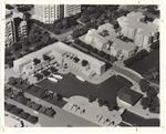 Construction scale model of buildings and dock