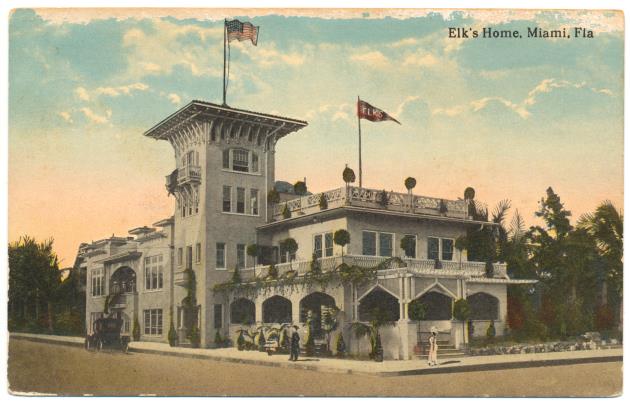 Elk's Home - Postcard, recto: Elk's Home, Miami, Fla.