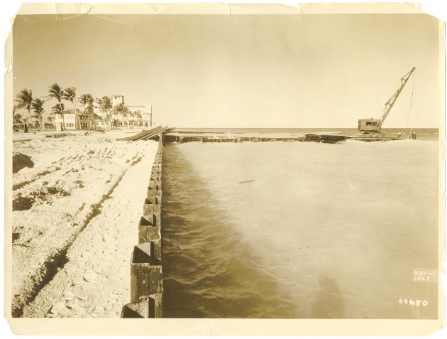 Views of the Hotel Pancoast, 1927 - Photograph, recto: [View of the Hotel Pancoast on the left and a . Located at 29th Street and the ocean]