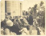 Dedication Ceremony and laying of cornerstone of Harvey Firestone outside of the Miami Beach Public Library, 1934