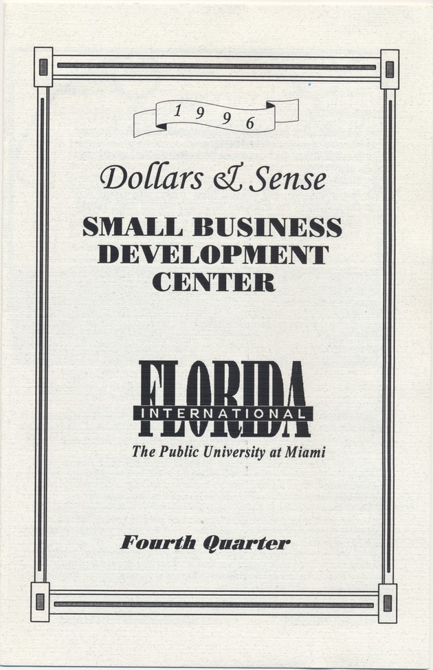 Dollars and Sense - Pamphlet, cover: Dollars and Sense Small Business Development Center