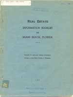 Real Estate Information Booklet of Miami Beach, Florida.