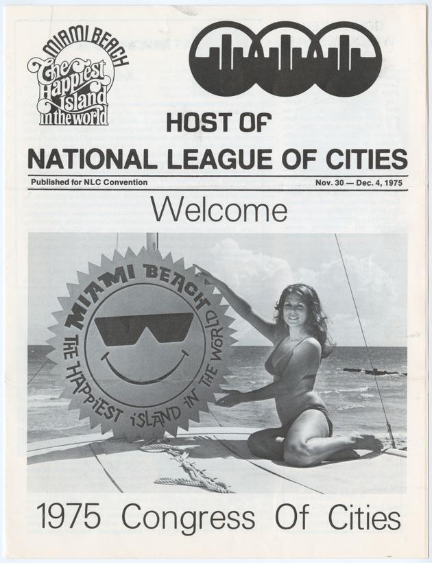 National League of Cities Convention 1975 - Pamplet, p. 1: 1975 Congress of Cities [Photographic illustration of beach, beauty, and boat]