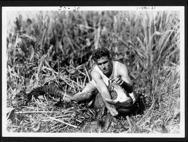Alligator roping and wrestling, 1921-1927 - 1. Henry Coppinger, Jr., January 28, 1921. no. 50-30.