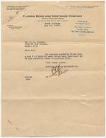 Florida Bond and Mortgage Company. Letter Transmitting Two Notes to Dana A. Dorsey