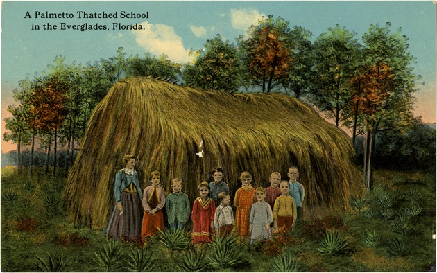 A Palmetto thatched school in the Everglades, Florida - Front