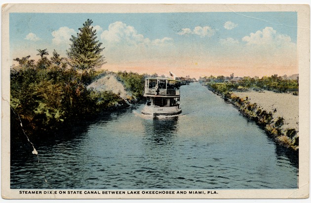 Steamer Dixie on State Canal Between Lake Okeechobee and Miami, Fla. - Front