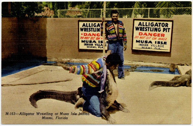 Alligator Wrestling at Musa Isle Indian Village Miami, Florida - Front