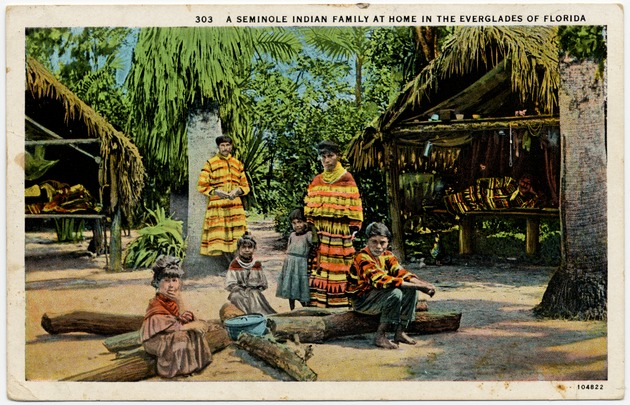 A  Seminole Indian Family at Home in The Everglades of Florida - Front