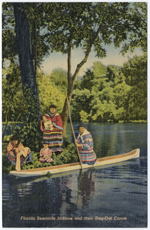 Florida Seminole Indians and their Dug-Out Canoe