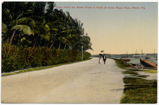 View along the water front in front of Hotel Royal Palm, Miami, Fla. - Front
