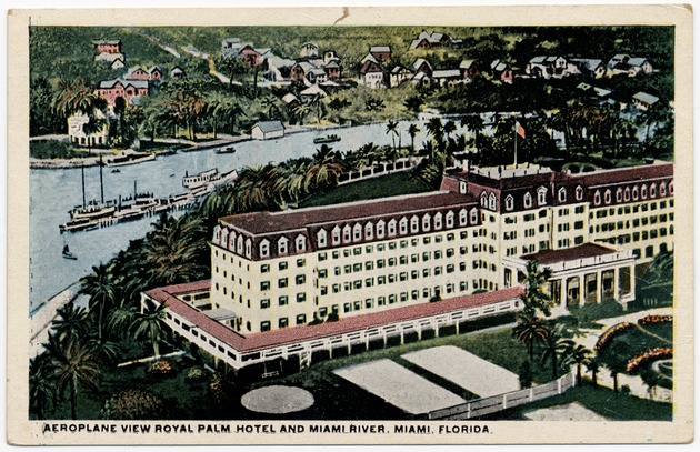 Aeroplane view Royal Palm Hotel and Miami River, Miami, Florida - Front