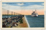 Ocean steamship and causeway, Miami, Florida