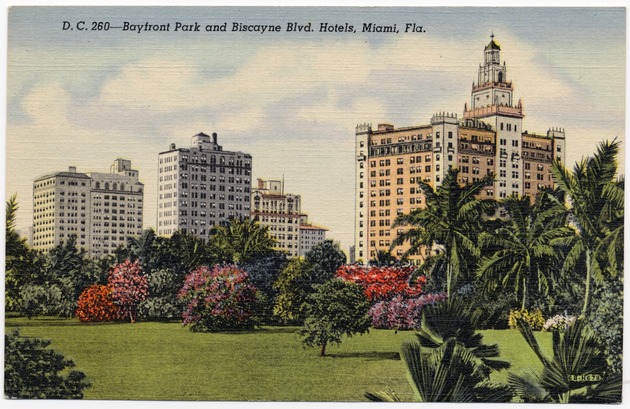 Bayfront Park and Biscayne Blvd. Hotels, Miami, Fla. - Front