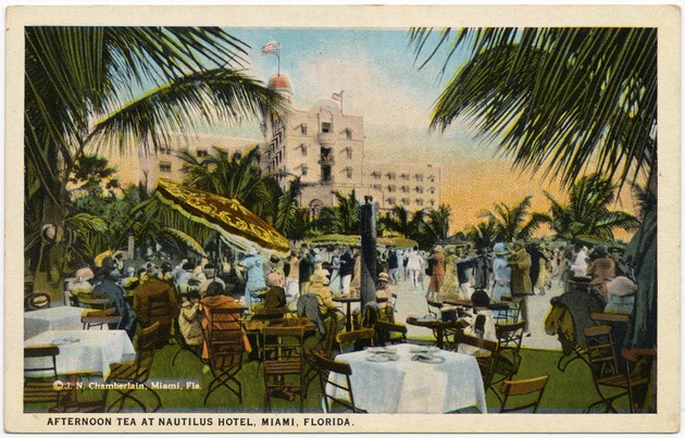 Afternoon tea at Nautilus Hotel, Miami, Florida. - Front