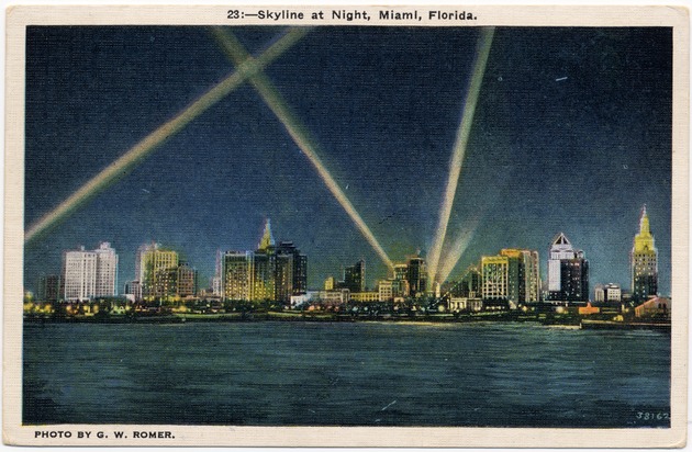 Skyline at night, Miami, Florida - Front