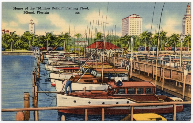 Home of the 'Million Dollar' fishing fleet, Miami, Florida - Front