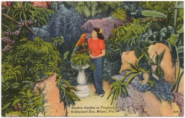 Sunken Garden at Tropical Hobbyland Zoo, Miami, Fla. - Front