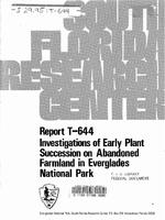 Investigations of Early Plant Succession on Abadoned Farmlands in Everglades National Park