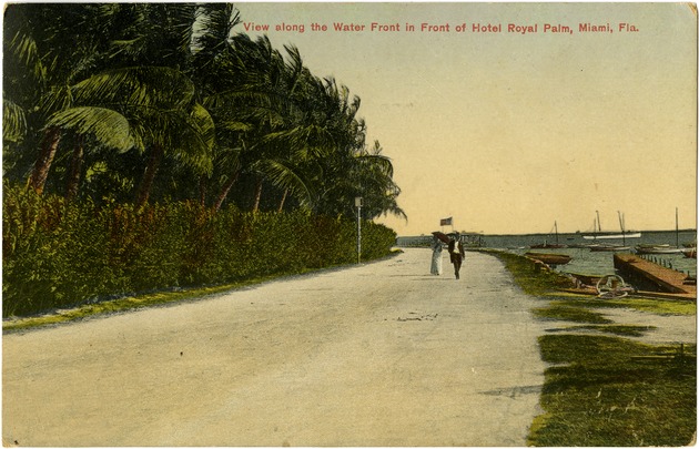 View along the water front in front of Hotel Royal Palm, Miami, Fla. - Front