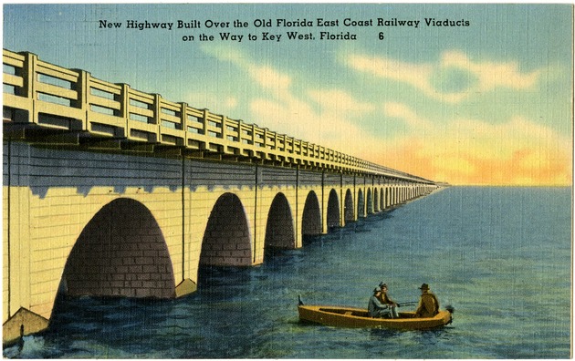 New Highway Built Over the Old florida East Coast Railway Viaducts on the Way to Key West, Florida - New Highway Built Over the Old florida East Coast Railway Viaducts on the Way to Key West, Florida, recto