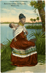 Seminole Indian and Papoose, Miami, Fla