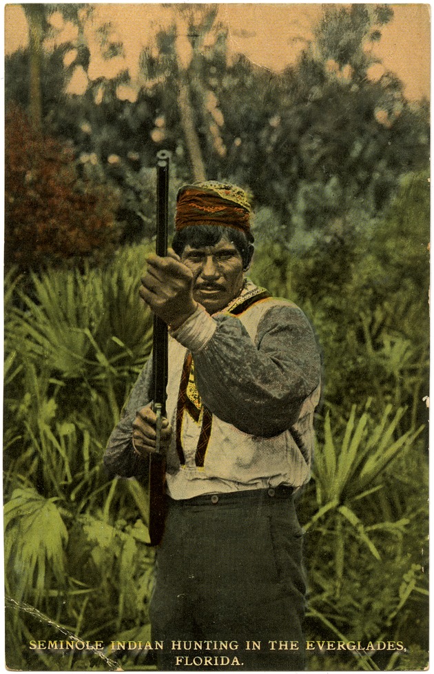Seminole Indian hunting in the Everglades, Florida - Front