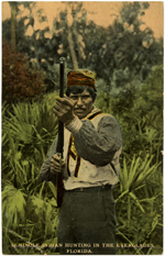 Seminole Indian hunting in the Everglades, Florida