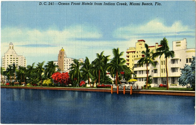 Ocean front hotels from Indian Creek, Miami Beach, Fla. - Front