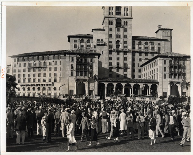 Crowd at Biltmore Hotel elevation South, Coral Gables, Florida - Front