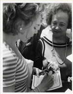 Julie Nixon Eisenhower signing an autograph at Biltmore Hotel, Coral Gables, Florida