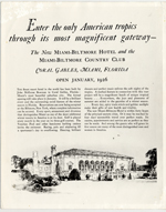 Opening invitation of the Miami-Biltmore Hotel and Miami-Biltmore Country Club