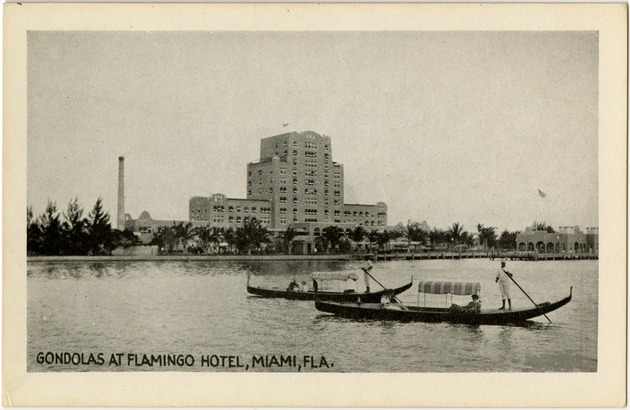 Gondolas at Flamingo Hotel, Miami, Fla.