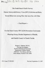 The South Beach health survey : Human immunodeficiency virus (HIV) infection and risky sexual behaviors among men who have sex with men