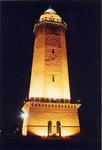 Nighttime view of the Alhambra water tower. Coral Gables, Florida