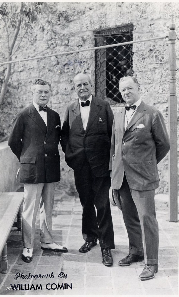 John Mc Entee Bowman, W Jennings Bryan and Mr. Flint at the Venetian Pool. Coral Gables, Florida - Recto