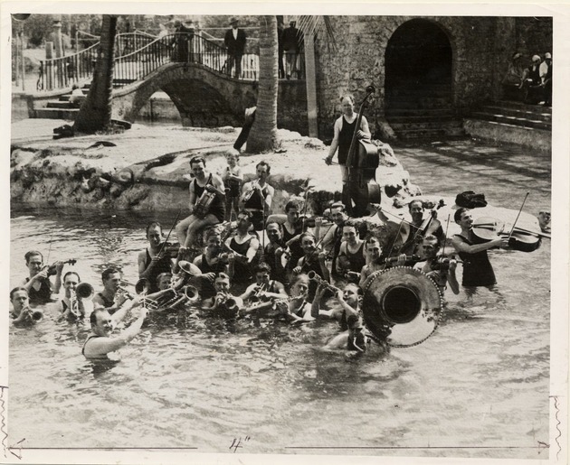 Paul Whiteman and band at the Venetian Pool opening ceremony. Coral Gables, Florida - Recto