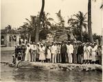 Mayor Vincent D. Wyman with officers and crew of the Do-X German flying boar at the Venetian Pool. Coral Gables, Florida
