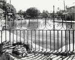 Venetian Pool rehabilitation: view through the street fence. Coral Gables, Florida