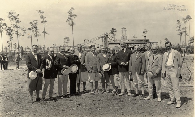 Group portrait at the groundbreaking ceremony of the Biltmore Hotel. Coral Gables, Florida - Recto