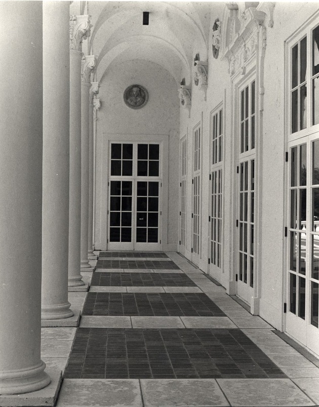 Biltmore Country Club: colonnade hallway. Coral Gables, Florida