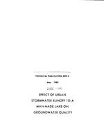 [1980-05] Effect of urban stormwater runoff to a man-made lake on groundwater quality