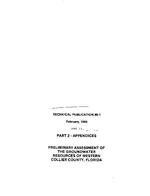 [1986-02] Preliminary Assessment of the Groundwater Resources of Western Collier County, Florida