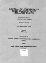 [1988-11] Disposal of concentrates from brackish water desalting plants
