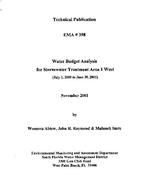 Water Budget Analysis for Stormwater Treatment Area 1 West (July 1, 2000 to June 30, 2001)